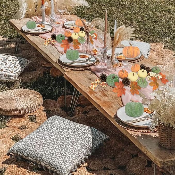 15 PCS Mini Pumpkin Decor - Plastic Pumpkins Fall Decor for Halloween Thanksgiving Artificial Pumpkins Fall Home Decor