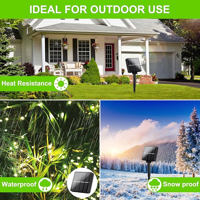 Brightever Outdoor Solar String Lights Waterproof, 6-Pack Total 240FT 600 LED Solar Powered Fairy Light with 8 Lighting Modes, Solar Twinkle Lights for Patio, Garden, Party, Wedding (Warm White)