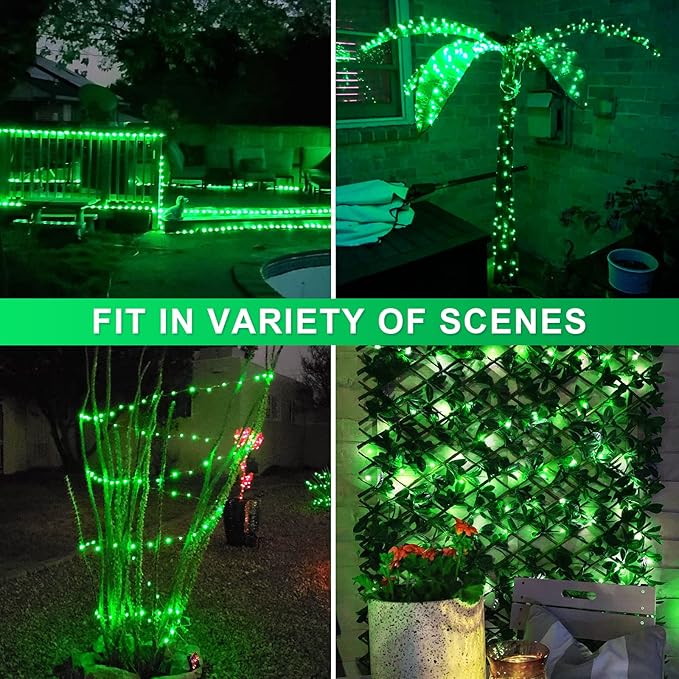 JMEXSUSS 2 Pack Green Halloween Lights, Each 33ft 100 LED Green Solar Lights Outdoor, Waterproof Solar Fairy String Light for Outside Patio Garden Party Tree Christmas Halloween Decorations