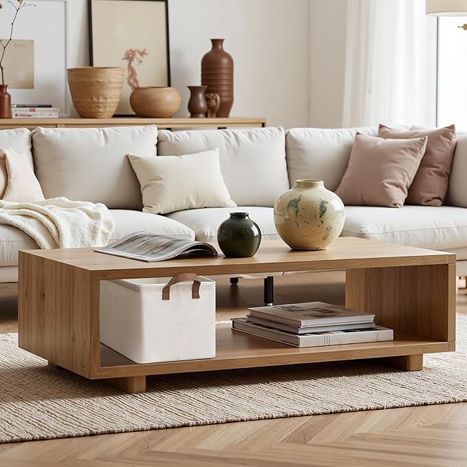 StorageWorks Storage Bins, Shelves Baskets for Organizing, Large Fabric Closet Organizers with Handles, Metal Frame, Beige(Cotton-linen), 2-Pack