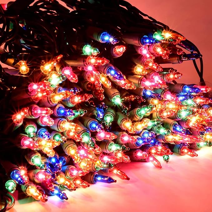 2Pack 50 LED Battery Operated Christmas Lights 17.7 FT, Multicolor Waterproof Mini String Lights with 8 Lighting Modes,Timer, Remote Control, for Tree, Christmas Decoration, Outdoor, Indoor