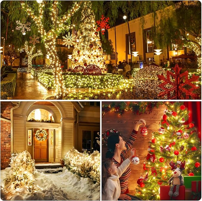 XTF2015 262FT 800 LED Christmas String Lights, Christmas Lights End to End Plug 8 Modes Memory Function with Timer, UL Certified Outdoor Indoor Fairy Light Christma s Tree, Patio, Party (Warm White)