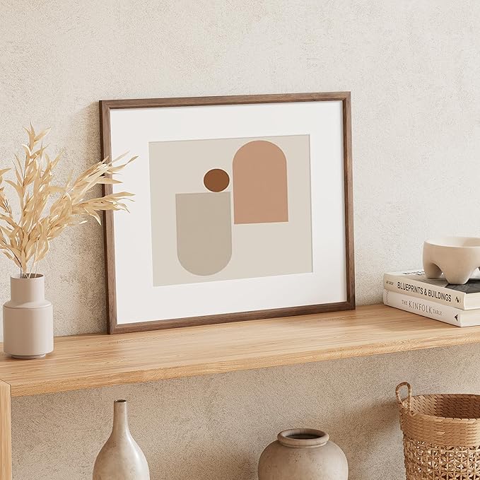 16x20 Picture Frame Set of 4 Natural Solid Walnut Photo Frames with 11x14 Removable Mat Wall Hanging Large Handcrafted Frame with HD Plexiglass Wall and Tabletop Display Large Poster Frame