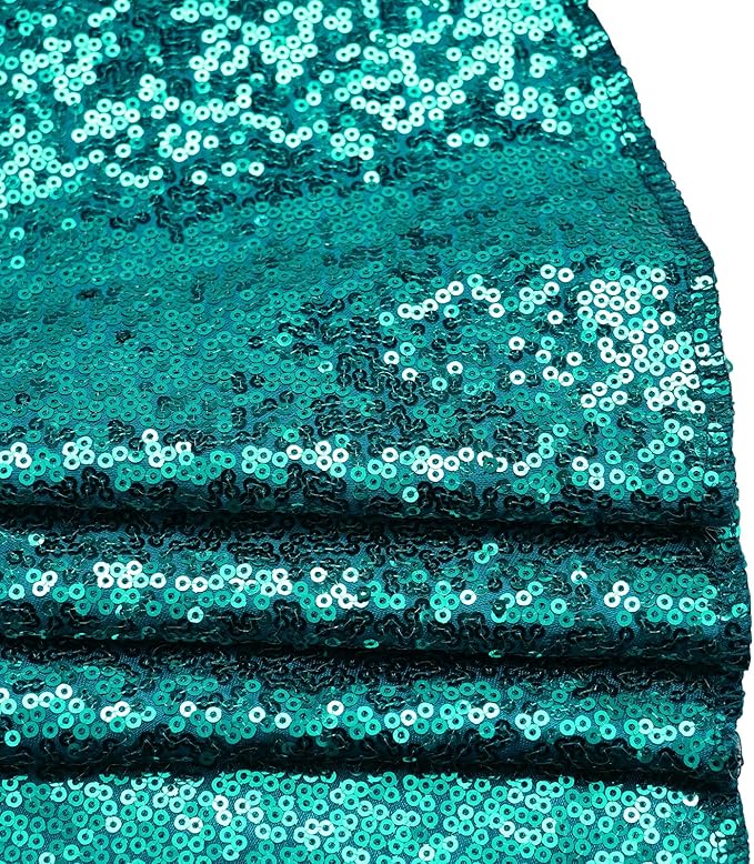 Eternal Beauty Christmas Tree Skirt, 50 Inch Teal Sequin Tree Skirt Small Xmas Tree Skirt for Christmas Tree Decorations