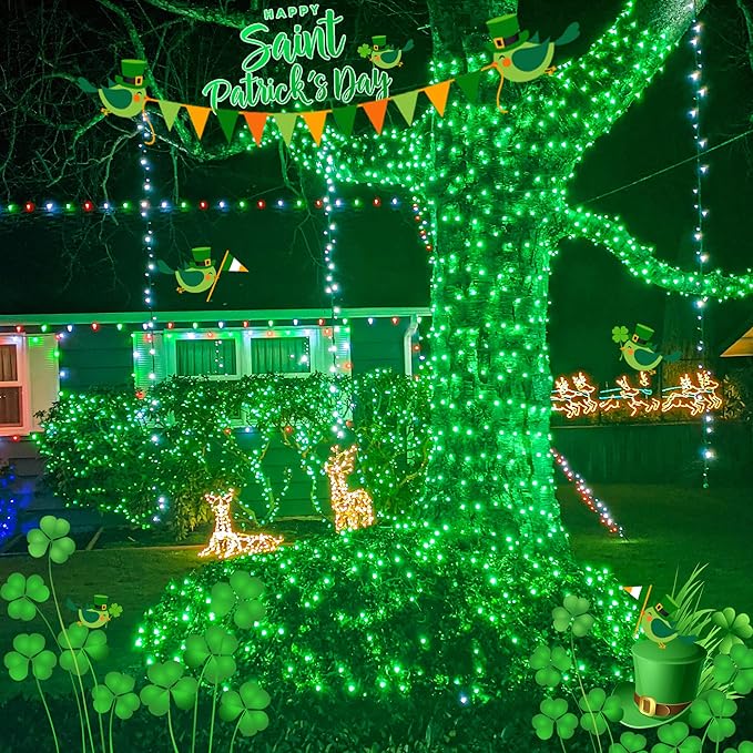 Hopolon Green Christmas Lights,50 Count 2PACK Green Wire 13 Feet Incandescent Mini Christmas Lights Plug in for Outdoor Indoor Halloween Tree Wedding Holiday Lighting Decor(2pcs Green)