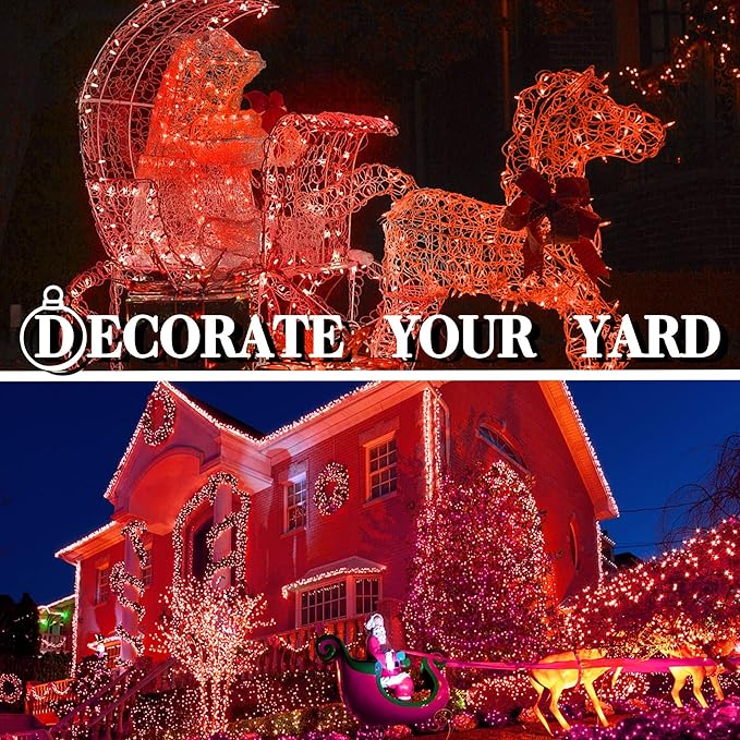Joliyoou 16 Ft 50 LEDs Halloween Mini String Lights, 8 Lighting Modes Holiday Fairy String Lights with Timer for Indoor Outdoor Decorations, Orange