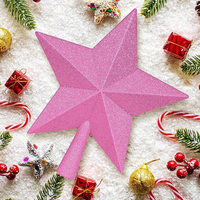 Christmas Tree Topper Decoration, 10" Black Christmas Tree Topper Star Accessories, Large Xmas Glitter Bethlehem Tree Ornament, Waterproof Holiday Xmas Star for Home Indoor Outdoor