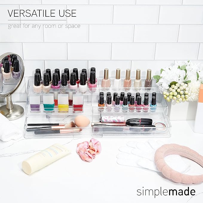 SIMPLEMADE 3-Tier Spice Rack Organizer - Versatile Storage Shelf for Kitchen, Bathroom, Bedroom & Office, Set of 1, Expandable Clear