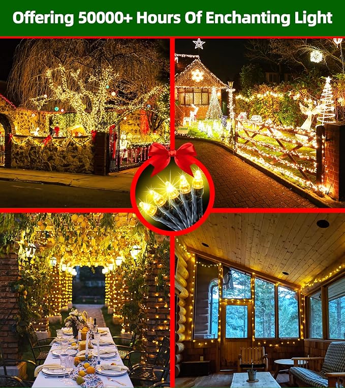 1500 LED 470FT Christmas Lights Outdoor,12 Lighting Modes Christmas String Lights with Timer, Dimmable Warm White LED StringLights Waterproof for Yard Tree Wedding Party Holiday Warm White