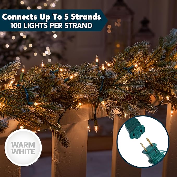 Joiedomi Clear Christmas String Lights Indoor,300(3x100) Mini Warm White Fairy Light,64.2 FT Lighting Decor for Patio Dorm Classroom Bedroom Holiday Wedding Party Garland Birthday Festival,Green Wire