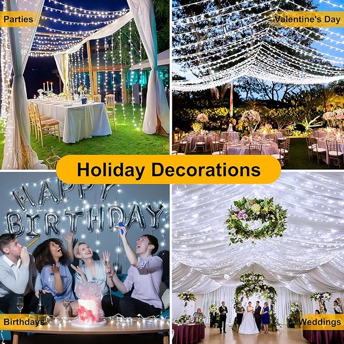 98.5FT 300 LED Christmas Lights Plug in,Cool White Waterproof Fairy Lights with Timer/8 Modes, Christmas Tree Lights Lighting Outdoor Indoor Garden Party Wedding Christmas Tree Decoration
