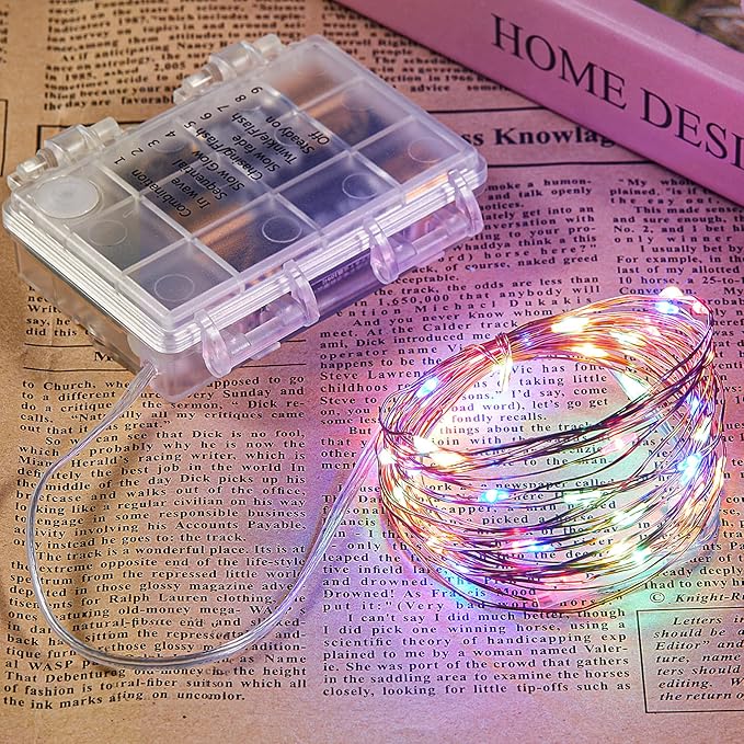 1 Pack 65.6 Ft. Battery Operated Outdoor String Lights with Remote & Timer, LED Multi Color Fairy Lights, Waterproof Twinkle Lights for Bedroom, Dorm, Mason Jar, Wedding, Party, Christmas