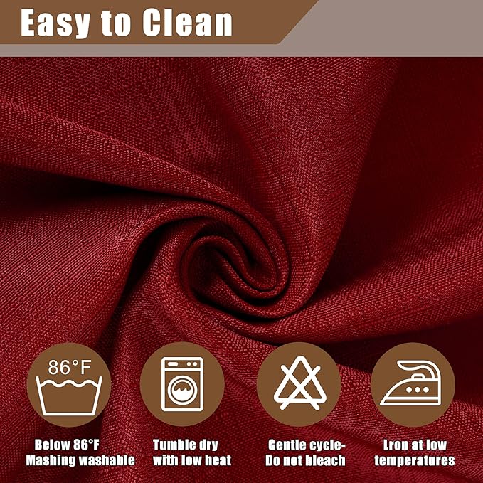 Fitable Faux Linen Christmas Tablecloths 2 Pack, Burlap Textured Fabric Rectangle Table Cloth, Elegant Decorative Table Covers for Winter Holiday Dinner Party Farmhouse (Red, 54 x 78 Inch)