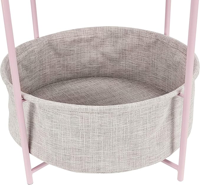 Amazon Basics Round Storage End Table, Side Table with Cloth Basket, Dusty Pink, 17.7"D x 17.7"W x 18.9"H