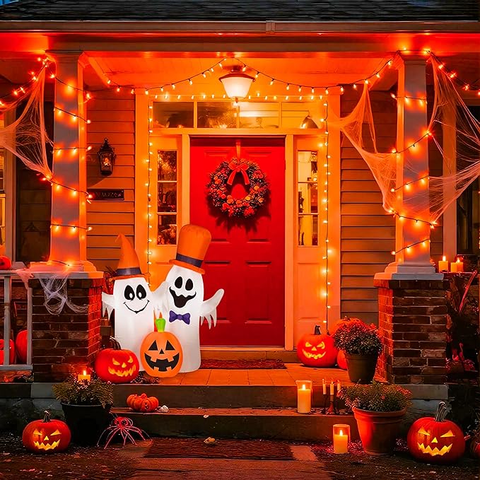 JMEXSUSS 200 LED Orange Halloween Lights Outdoor, 66ft Connectable Halloween String Lights Plug in, 8 Modes Orange Light for Tree Outside Indoor Xmas Party Garden Fence Patio Porch Decor