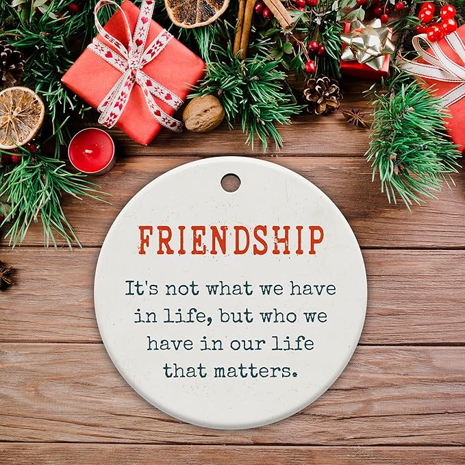 Friendship Gifts for Women, Best Friend, Funny, Work Besties, Sister, Friend Ornaments for Women, Ceramic Christmas Ornaments (Friendship 2)