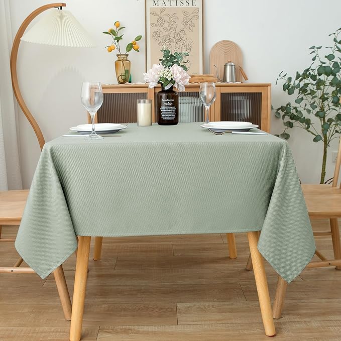 Biscaynebay Square Tablecloth 90x90 Inch-Sage Card Fabric Table Cover-Small Folding Table Cloths Linen Water Resistant Washable for Kitchen Dining Picnic Patio Outdoor Party Restaurant Tables