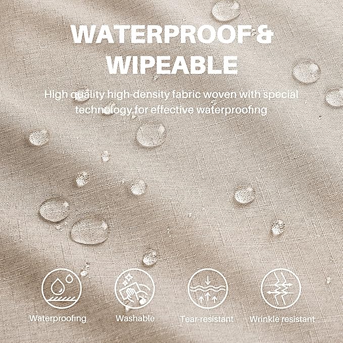 IVAPUPU Textured Linen Table Cloth for Rectangle Tables - Khaki Tablecloths Rectangular Waterproof Wrinkle Free Wipeable Dining Table Cover for Spring Wedding Birthday Kitchen Decor, 52 x 70 Inch