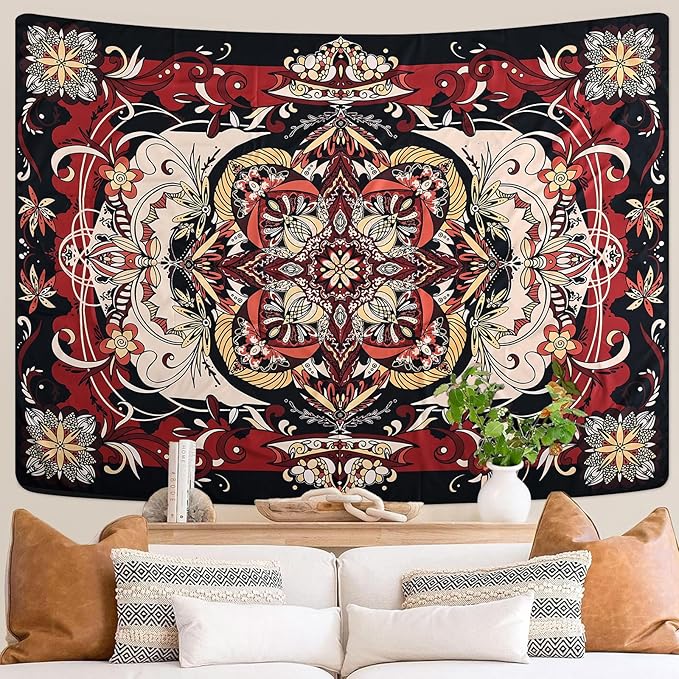 CHDGDHC Mandala Tapestry - Moth Wall Hanging, UV Resistant, Machine Washable, Lightweight, Psychedelic Bedroom Aesthetic Decor for Bedroom, Living Room, Yoga Room - 39.37x29.92 Inch