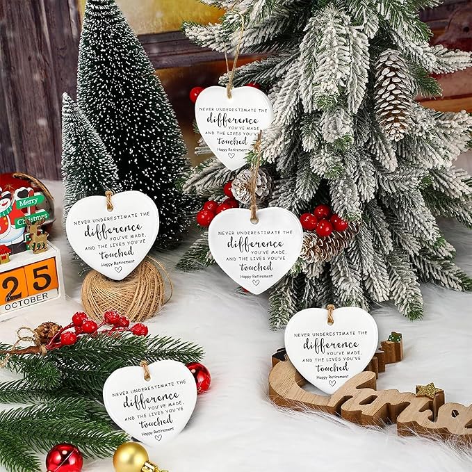 10 Pcs Retirement Gifts for Woman Men,Never Underestimate The Difference You Made Ceramic Ornament Happy Retirement Going Away Gift Leaving Gifts for Coworker,Boss,Nurse,Teacher,Friend,Mom