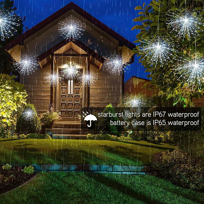 Techip 4 Pcs 225LED Battery Operated Fairy Lights With Remote - Indoor Outdoor Hanging Decor for Wedding, Bedroom, Patio, Garden, Christmas, Halloween (Cool White, 4pcs)