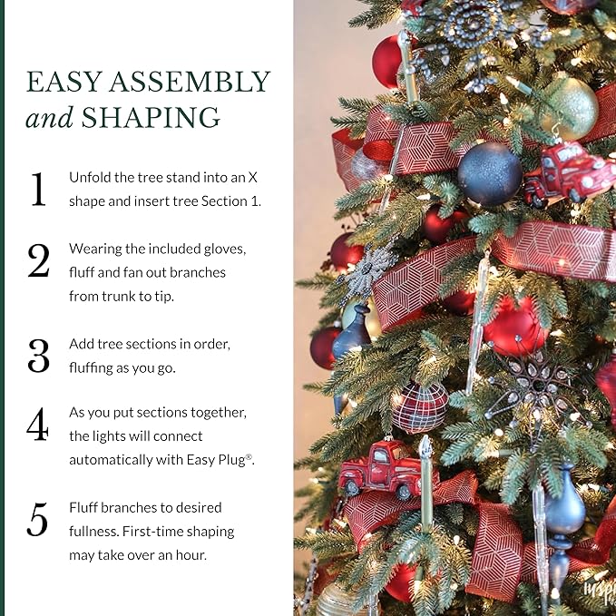 Balsam Hill 9ft Pre-Lit Stratford Spruce - Slim Artificial Christmas Tree with 1,000 Clear Incandescent Lights, True Needle Foliage, Easy Plug Technology & Premium Stand for Small Spaces