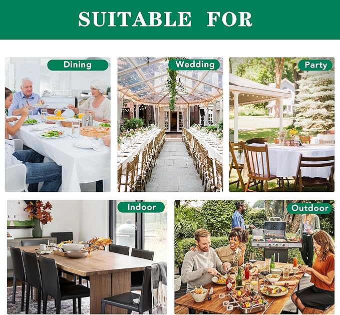 Biscaynebay Textured Fabric Round Tablecloths 70" for Round Tables diameters from 30" to 58", White Water Resistant Folding Table Covers Washable for Dining, Kitchen, Wedding, Parties etc