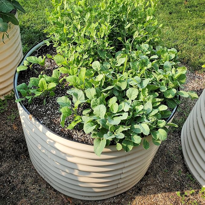 Vego garden 32" Tall 42" Round Raised Garden Bed Raised Bed Planter Box for Vegetables Flowers Patio-Pearl White