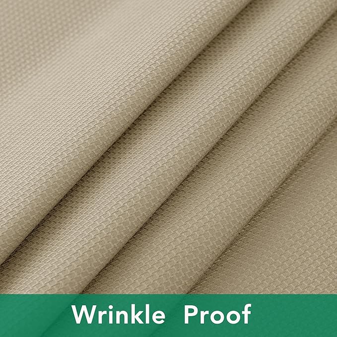 Biscaynebay Textured Fabric Round Tablecloths 70", Natural Water Resistant Table Cloth Circle Folding Table Covers for Dining, Kitchen, Wedding, Parties etc. Machine Washable