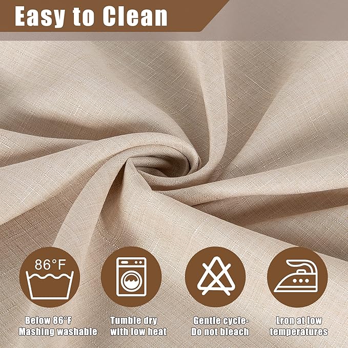 Fitable Faux Linen Tablecloth Rectangle 60 x 102 Inch - Rustic Fabric Table Cloth for 6 Foot Tables, Beige Faux Burlap Table Cover for Kitchen Dining, Party, Farmhouse