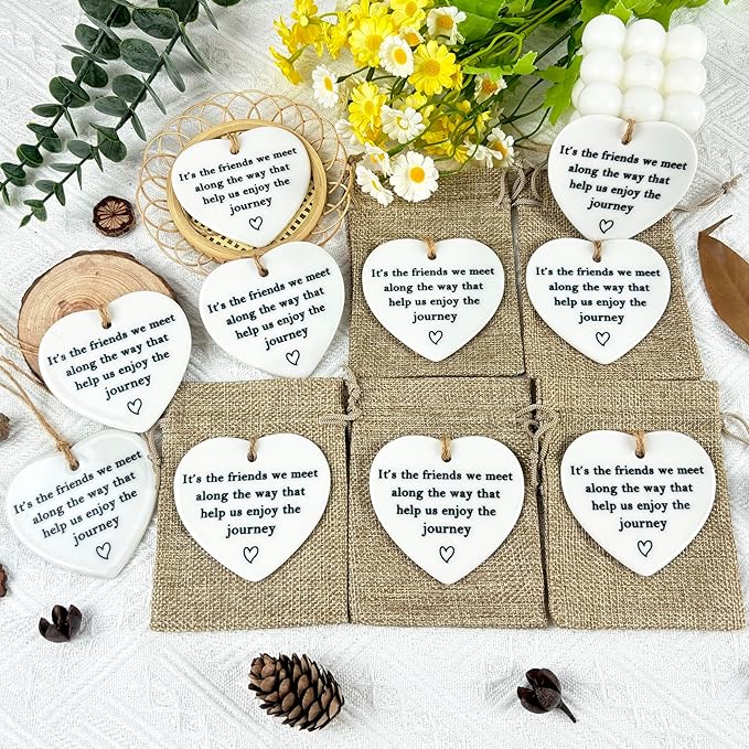 Friendship Gifts for Women Men - 10 Pcs for Women Men Keepsake, Birthday Gifts for Friends Female Male Ceramic Ornament Set