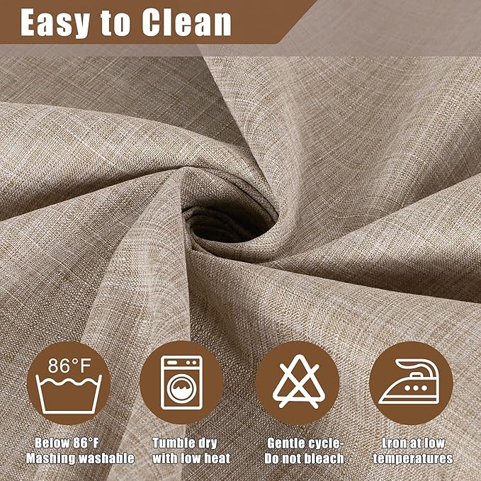 Fitable Faux Linen Tablecloth Rectangle 60 x 120 Inch - Rustic Fabric Table Cloth for 8 Foot Tables, Nature Faux Burlap Table Cover for Kitchen Dining, Party, Farmhouse