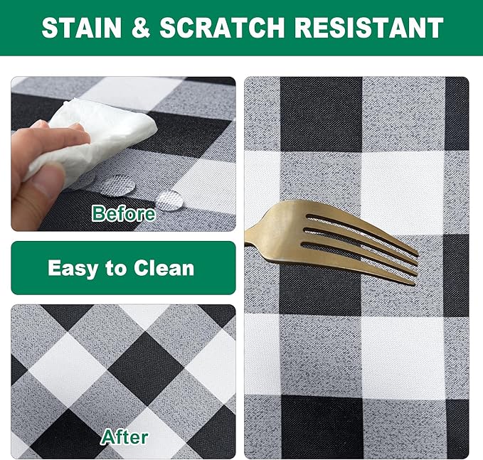 Biscaynebay Fabric Square Tablecloths 54x54 Inch, Black/Grey Scottish Plaid Table Cloth Small Card Folding Table Covers Water Resistant for Dining, Kitchen, Wedding and Parties, etc Machine Washable