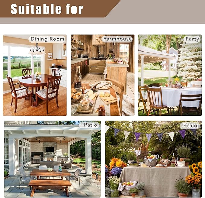 Fitable Faux Linen Rectangle Tablecloths 60 x 102 Inch - 2 Pack Rust Table Cloth for 6-8 Foot Tables, Faux Burlap Kitchen Table Cover for Thanksgiving Autumn Dining Party Farmhouse Banquet Buffet