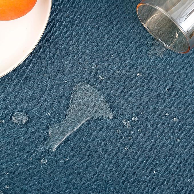 Blue Table Cloth for Rectangle Tables, Waterproof Spillproof Washable Tablecloth, Polyester Linen Dining Table Cover for Wedding, Party, Farmhouse, Kitchen - 70'' x 140'', Blue
