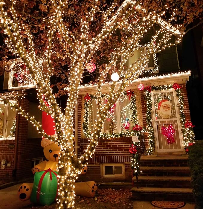 Green Wire,Clear Incandescent Bulb 300 Mini String Lights for Indoor Christmas Tree Garland Birthday Wedding Party Festival Decoration