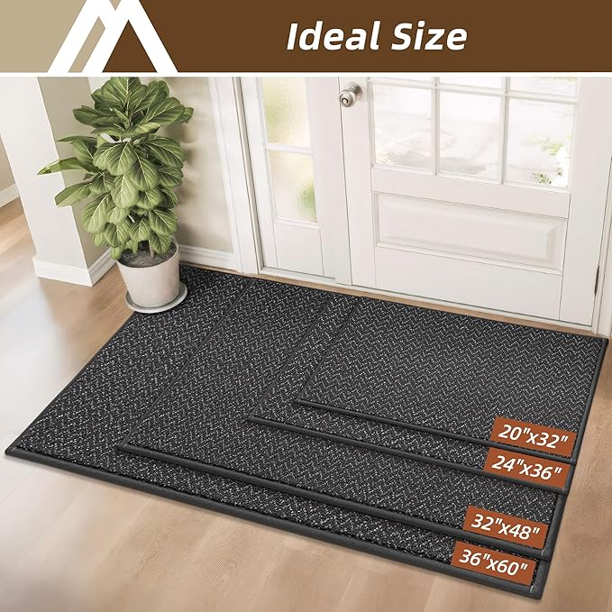 COSY HOMEER-Door-Mat 36"x60" Non Slip Absorbent Entryway Rugs Dirt Trapper Doormats Washable Entrance Mats Low Pile Welcome Floor Mat for Front Back Door and Entry Mats,Dark Grey