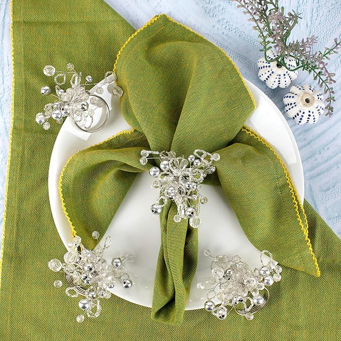 Silver Napkin Rings Set of 12 - Elegant Napkin Rings Sturdy Metal Design | Easy to Clean, Durable & Versatile for Table Settings, Special Occasion & Gift Giving Ideas - ALPHA Living HOME
