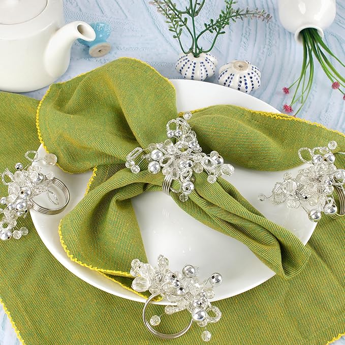 Silver Napkin Rings Set of 12 - Elegant Napkin Rings Sturdy Metal Design | Easy to Clean, Durable & Versatile for Table Settings, Special Occasion & Gift Giving Ideas - ALPHA Living HOME