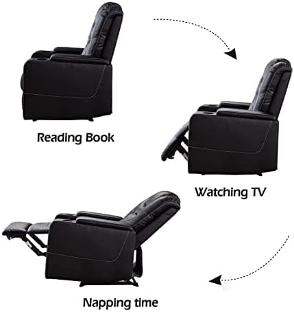 CANMOV Electric Power Recliner Chair Set of 2, Breathable Leather Home Theater Seating with Hidden Arm Storage, Power Recliner Chair for Living Room with USB Ports and Cup Holders,Black