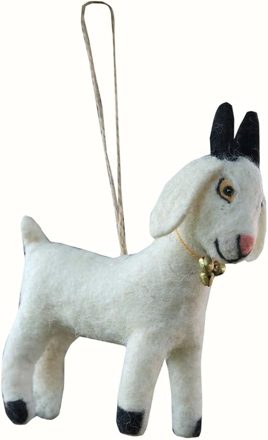 Handmade Needle Felt Goat Ornament, Gift Decor Figure