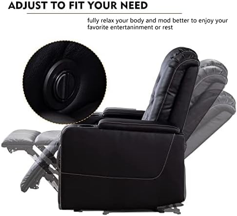 CANMOV Electric Power Recliner Chair Set of 3, Breathable Leather Home Theater Seating with Hidden Arm Storage, Power Recliner Chair with USB Ports and Cup Holders for Living Room,Black