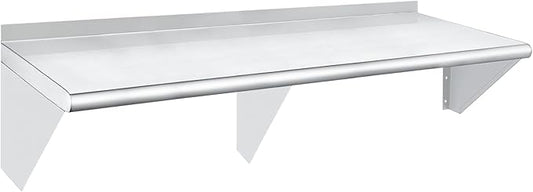 HARDURA Stainless Steel Shelf 18" x 72", 480lb Commercial Shelves Wall Mount Metal Shelving with Backsplash and Brackets for Kitchen, Restaurant, Laundry Room and Home