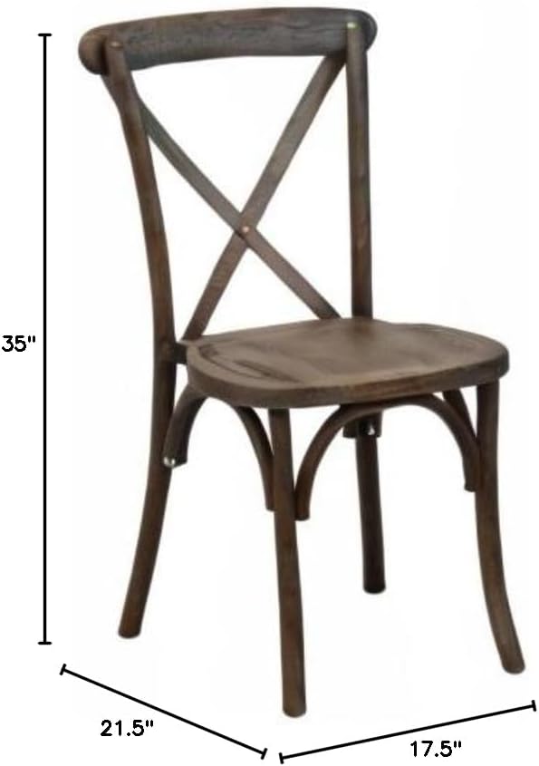 EMMA + OLIVER Gray Wash Dark Driftwood X-Back Chair