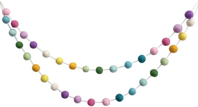 Felt Ball Garland Misscrafts 9.8 Feet 100% Wool Roving Pom Pom Garland 20mm Colorful for Baby Shower Grand Opening Party Festivals Room Decorations