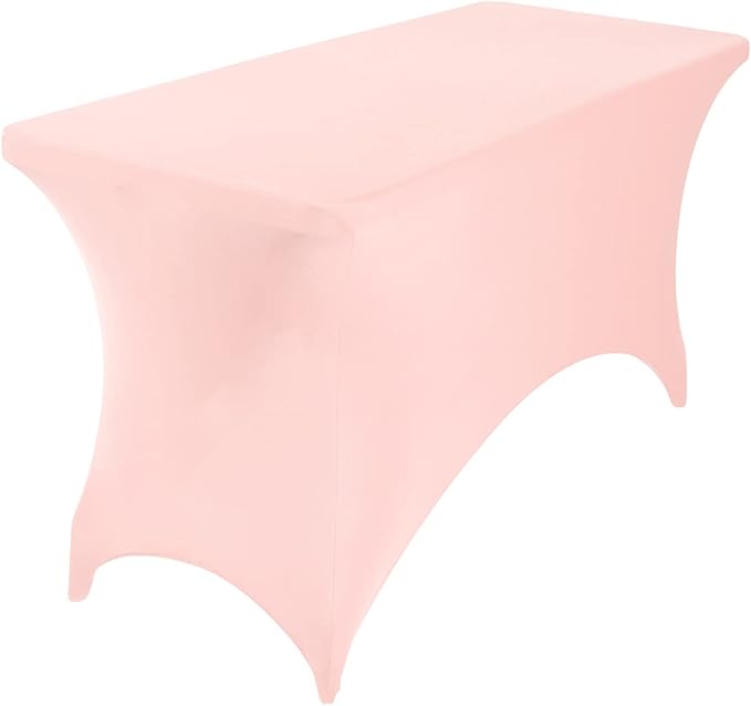 2Pack Spandex Waterproof Table Covers 4ft，Spandex 4ft Waterproof Table Cover for Party,Wedding, Banquet, and Events(Blush Pink)