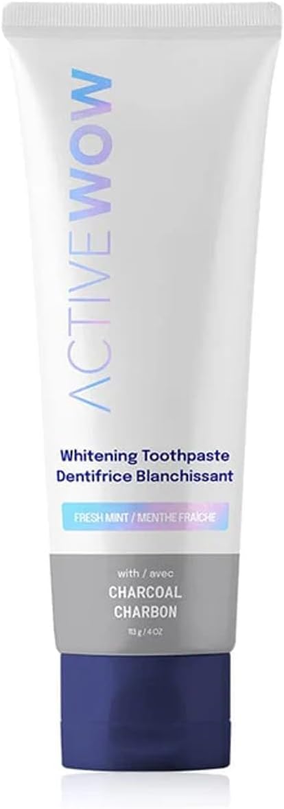 Active Wow Activated Charcoal Toothpaste - for Whitening Teeth, Made with Organic Coconut Oil & Xylitol, Charcoals Activated-Toothpaste (4 Ounce (Pack of 1)