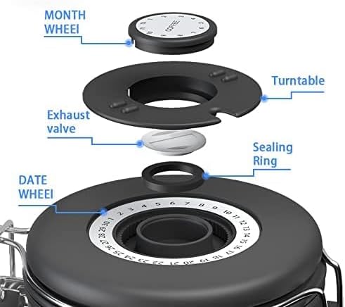 ShanSon Coffee Canister Airtight Coffee Container Stainless Steel Coffee Bean Storage Container with Scoop Coffee Canister for Beans Grounds Sugar Flour Tea Cereal,22OZ, Black