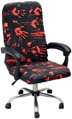 Halloween Office Chair Covers Bloody Handprints Footprints on Black Horror Theme Print Stretchable Slipcover for Modern Simplism Style High Back Boss Chair (No Chair) (L, Halloween04)…