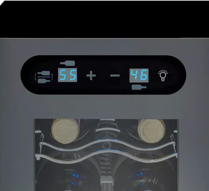 Wine Enthusiast 18-Bottle Slimline Dual Zone Wine Cooler - Energy Efficient Freestanding Wine Refrigerator - Upright Bottle Storage, Adjustable Thermostat, Digital Touchscreen (20.5” x 10.7" x 36.8”)